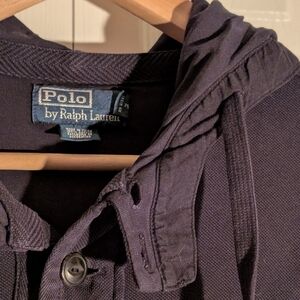 Ralph Lauren Polo Black Hooded Button-Front Jacket.